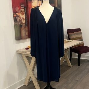Chic Long Sleeve Navy Dress